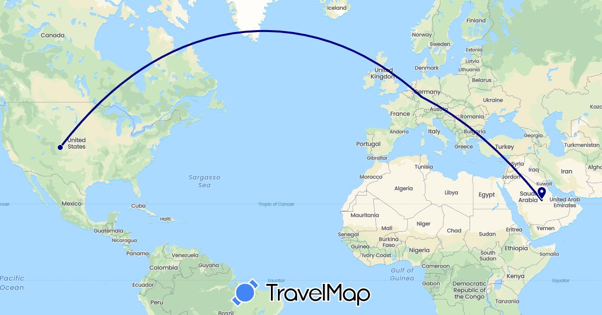 TravelMap itinerary: driving in Germany, Saudi Arabia, United States (Asia, Europe, North America)